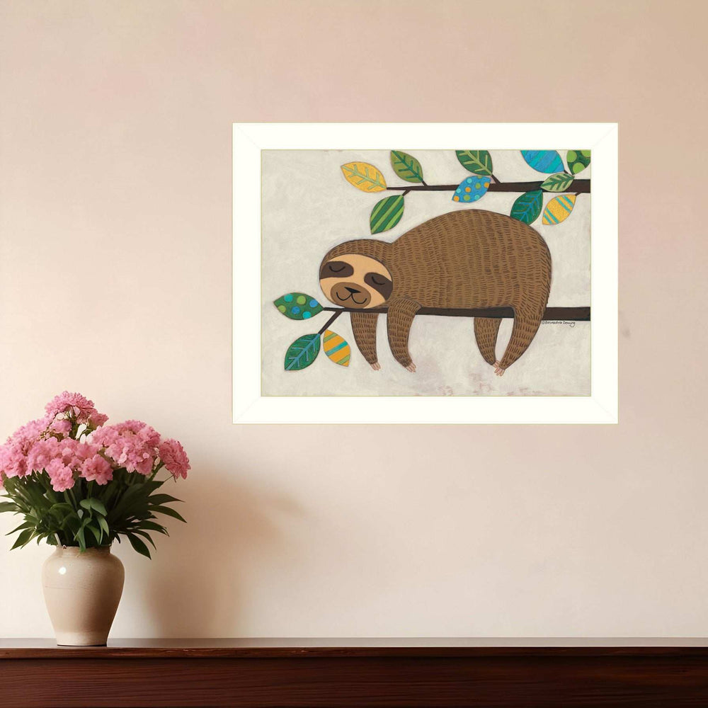 Hanging Sloth II 2 White Framed Print Wall Art - Homeroots - Flyclothing LLC