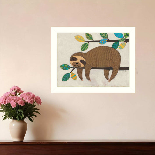 Hanging Sloth II 2 White Framed Print Wall Art - Homeroots - Flyclothing LLC