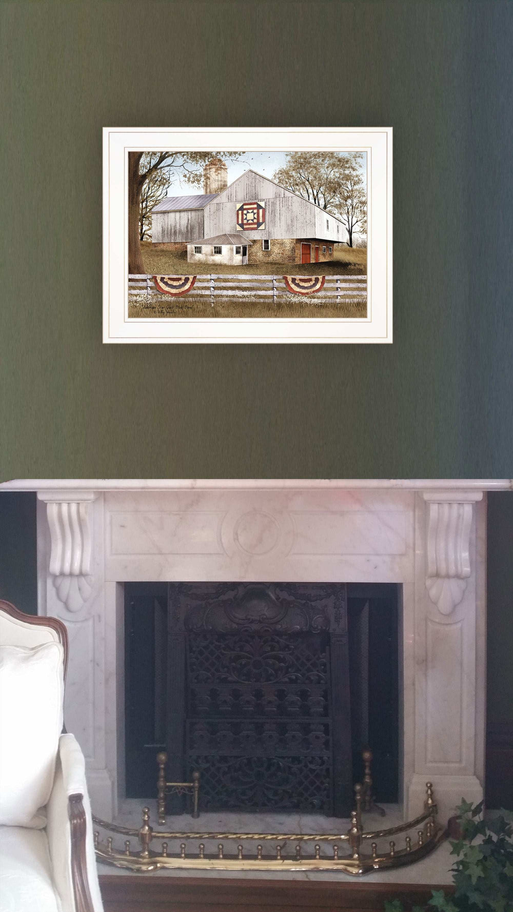 American Star Quilt Block Barn 1 White Framed Print Wall Art - Homeroots - Flyclothing LLC