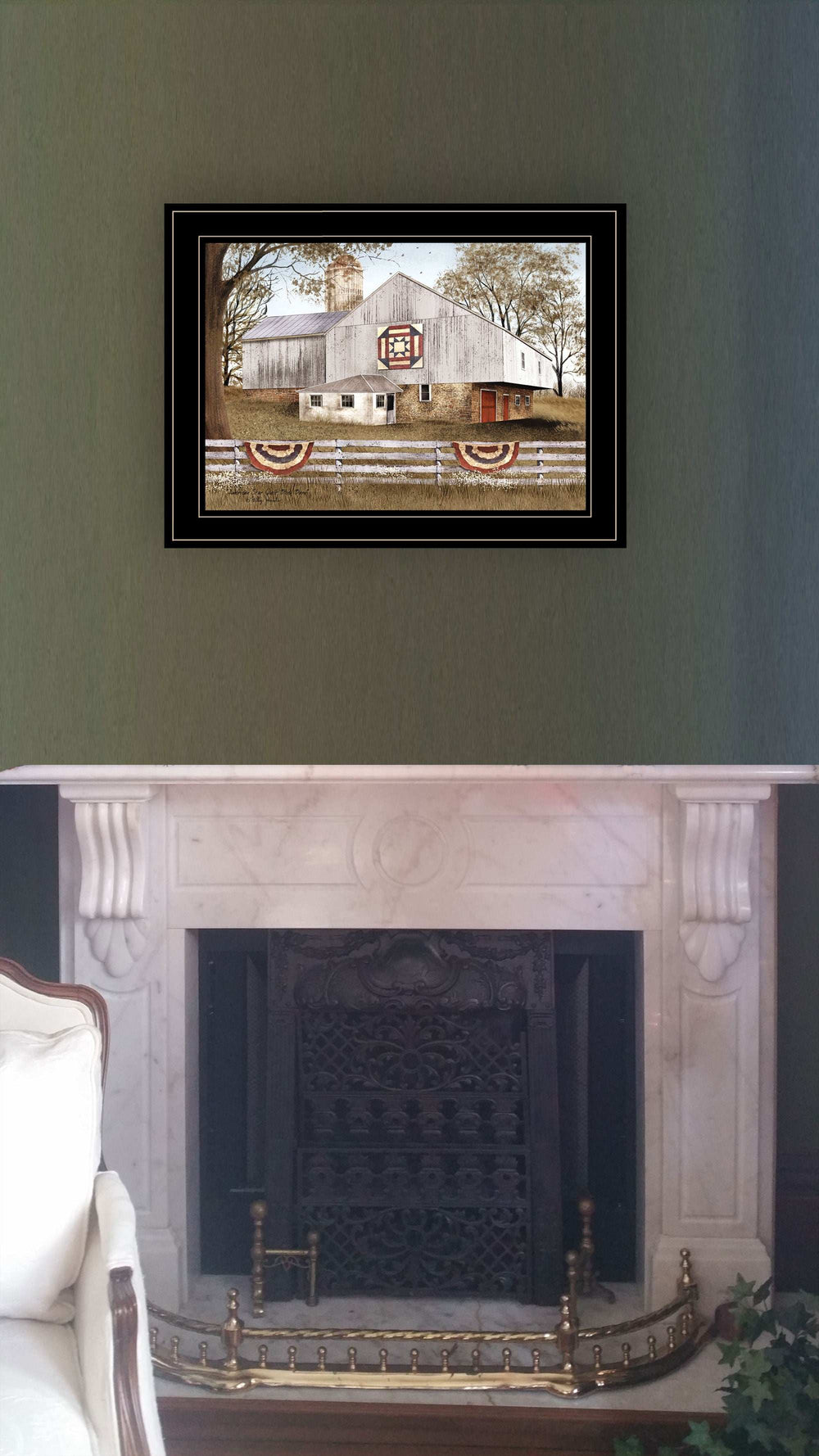 American Star Quilt Block Barn 2 Black Framed Print Wall Art - Homeroots - Flyclothing LLC