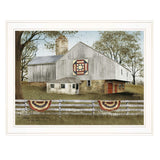 American Star Quilt Block Barn 3 White Framed Print Wall Art - Homeroots - Flyclothing LLC