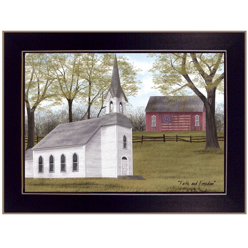 Faith and Freedom 1 Black Framed Print Wall Art - Homeroots - Flyclothing LLC