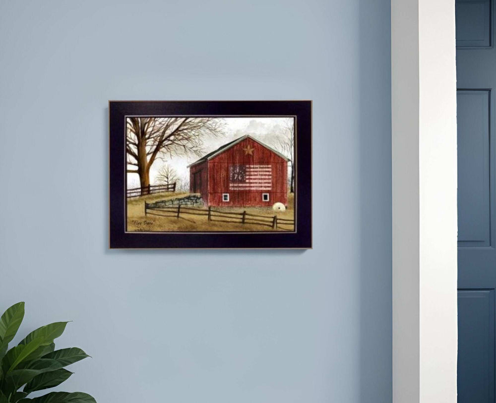 Flag Barn Black Picture Frame Print Wall Art - Homeroots - Flyclothing LLC