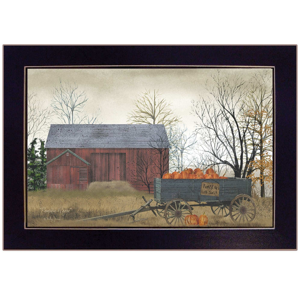 Pumpkin Wagon 1 Black Framed Print Wall Art - Homeroots - Flyclothing LLC