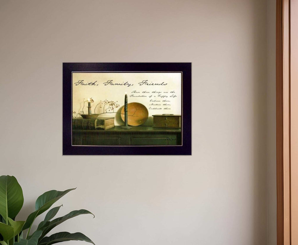 Faith Family and Friends Black Framed Print Wall Art - Homeroots - Flyclothing LLC