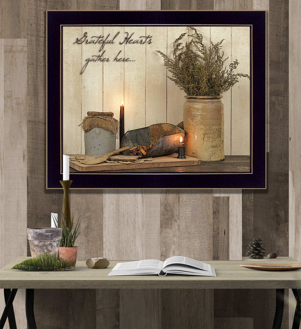Grateful Hearts 3 Black Framed Print Wall Art - Homeroots - Flyclothing LLC