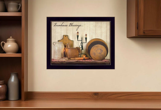 Farmhouse Blessings 1 Black Framed Print Wall Art - Homeroots - Flyclothing LLC