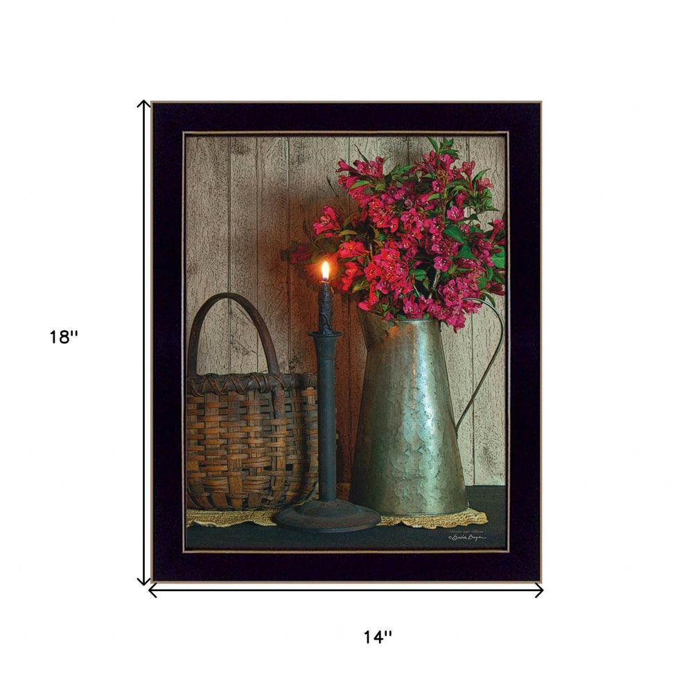 Basket and Blossoms Black Framed Print Wall Art - Homeroots - Flyclothing LLC