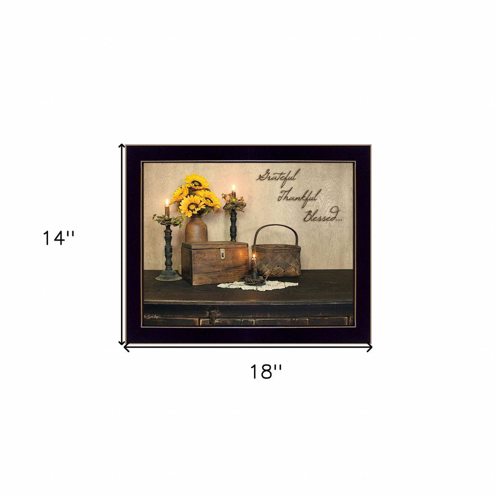 Grateful Thankful Blessed 1 Black Framed Print Wall Art - Homeroots - Flyclothing LLC