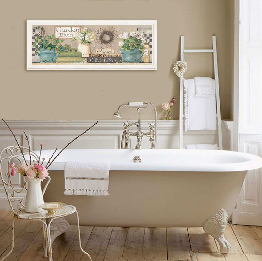 Garden Bath 1 White Framed Print Bathroom Wall Art - Homeroots - Flyclothing LLC