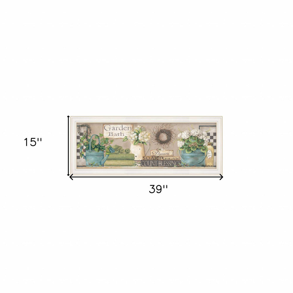 Garden Bath 1 White Framed Print Bathroom Wall Art - Homeroots - Flyclothing LLC