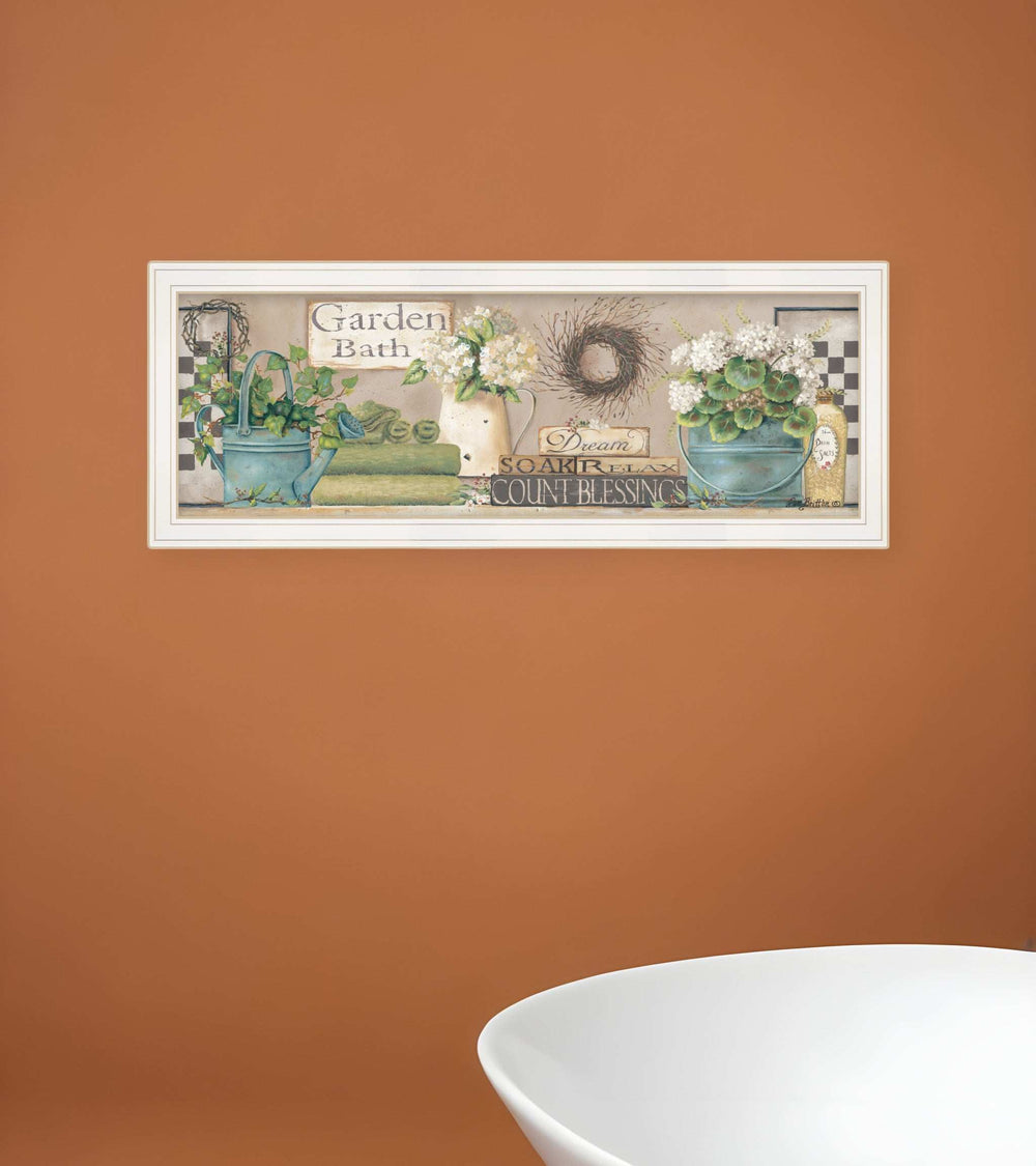 Garden Bath 1 White Framed Print Bathroom Wall Art - Homeroots - Flyclothing LLC