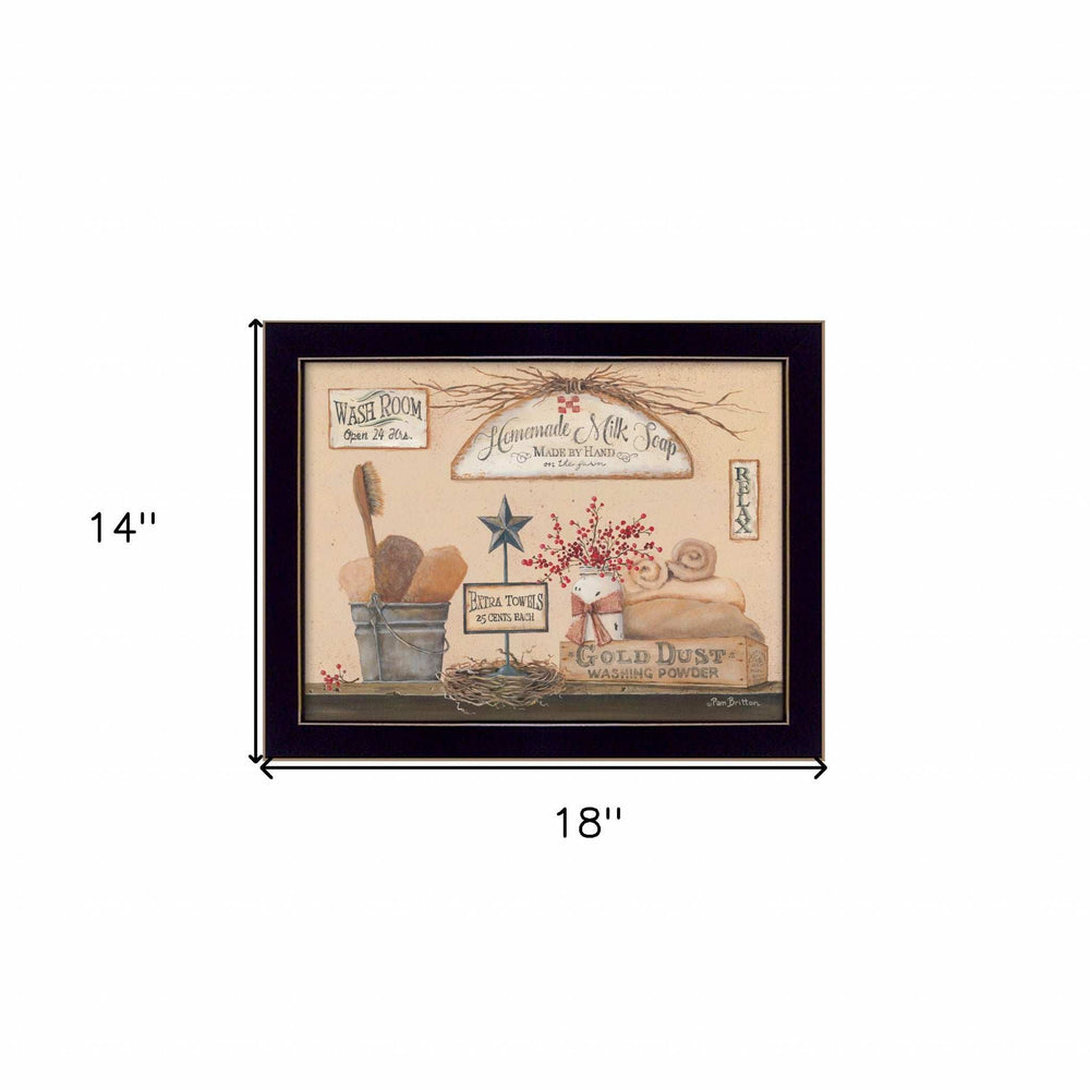 Wash Room 1 Black Framed Print Bathroom Wall Art - Homeroots - Flyclothing LLC