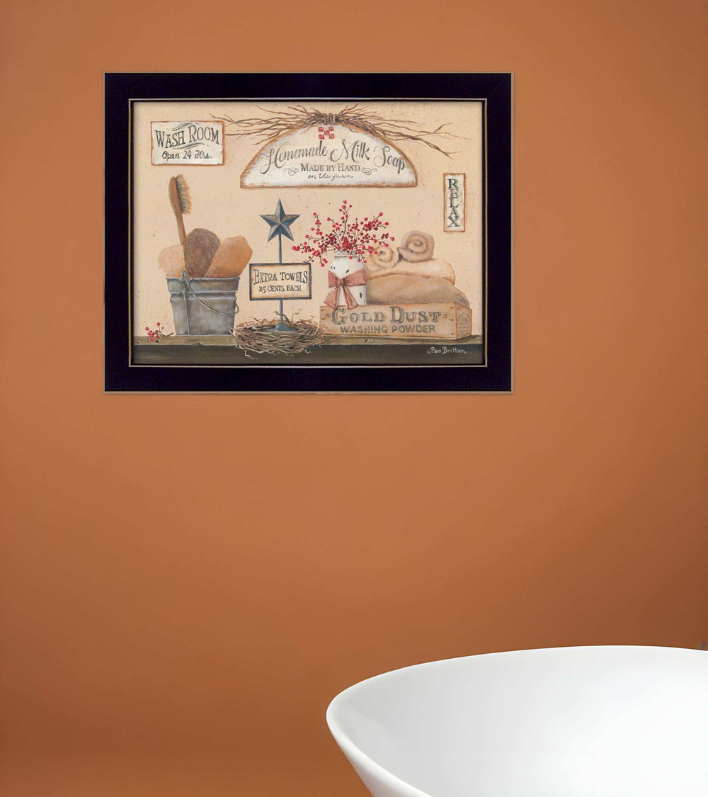 Wash Room 1 Black Framed Print Bathroom Wall Art - Homeroots - Flyclothing LLC