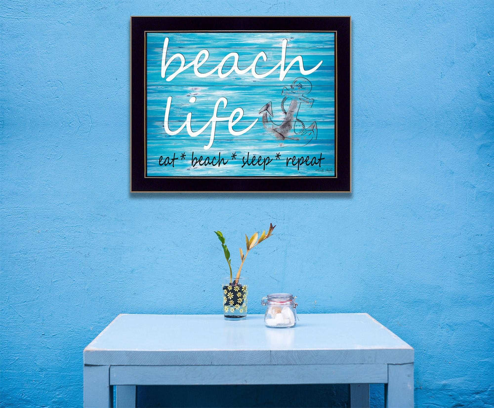 Beach Life 2 Black Framed Print Wall Art - Homeroots - Flyclothing LLC