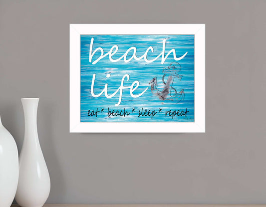 Beach Life 3 White Framed Print Wall Art - Homeroots - Flyclothing LLC