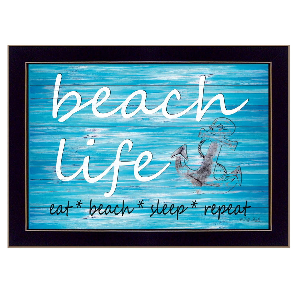 Beach Life 1 Black Framed Print Wall Art - Homeroots - Flyclothing LLC