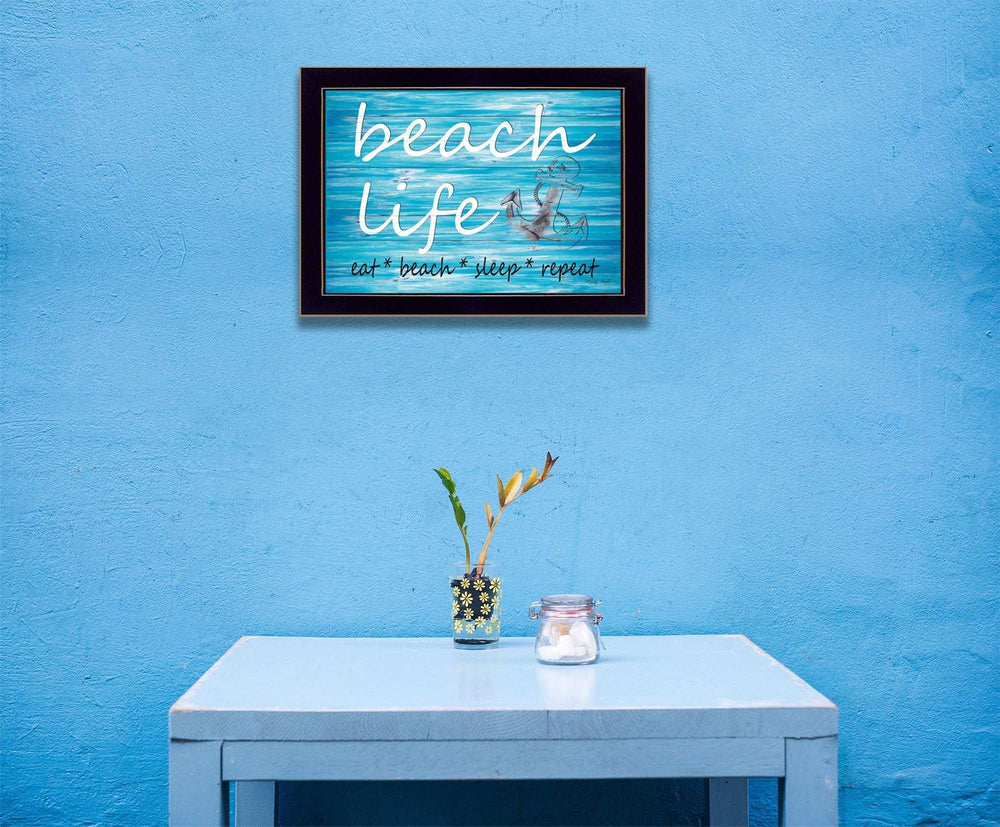 Beach Life 1 Black Framed Print Wall Art - Homeroots - Flyclothing LLC