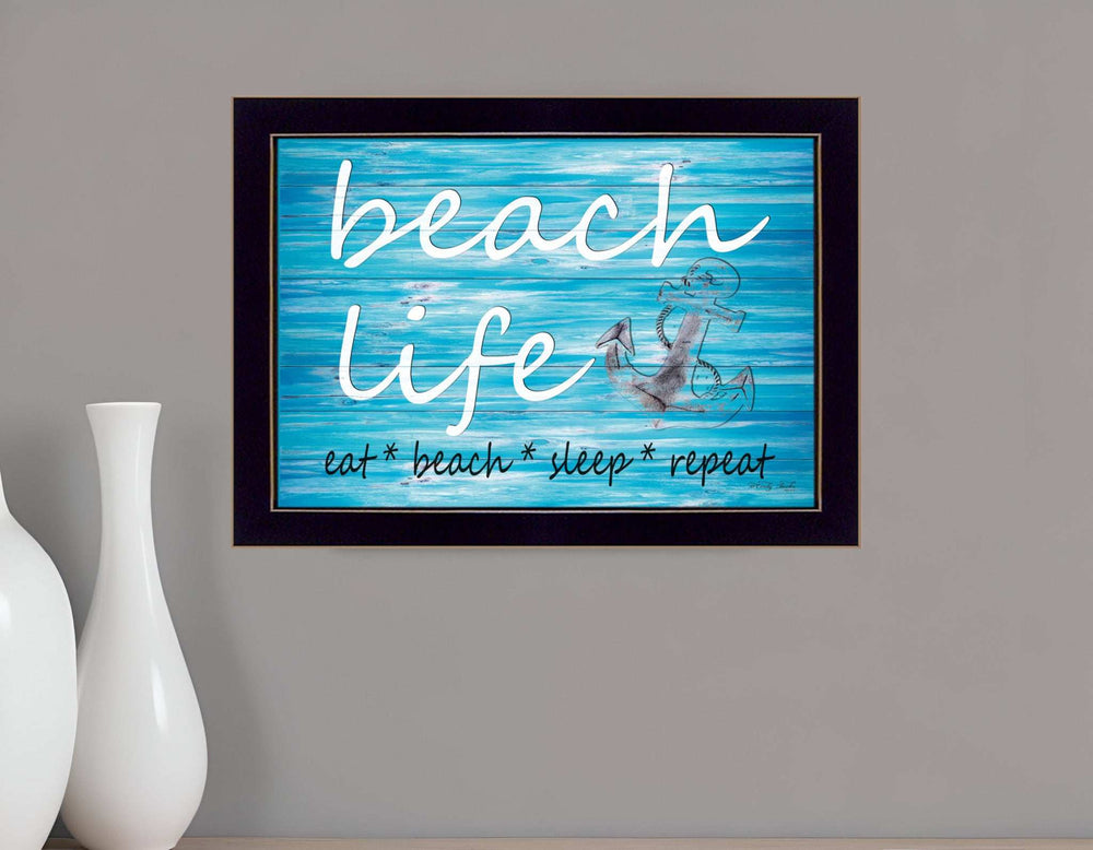 Beach Life 1 Black Framed Print Wall Art - Homeroots - Flyclothing LLC