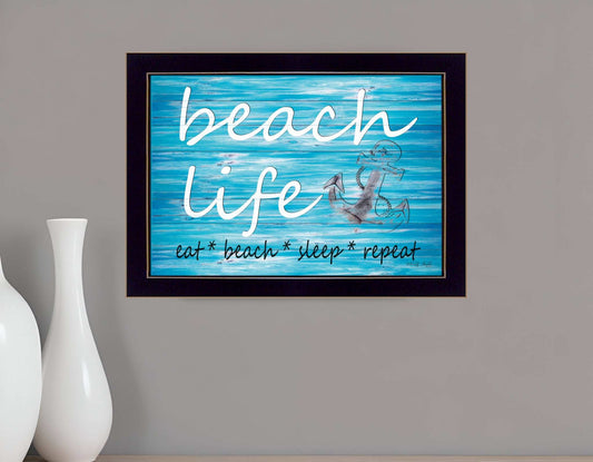 Beach Life 1 Black Framed Print Wall Art - Homeroots - Flyclothing LLC