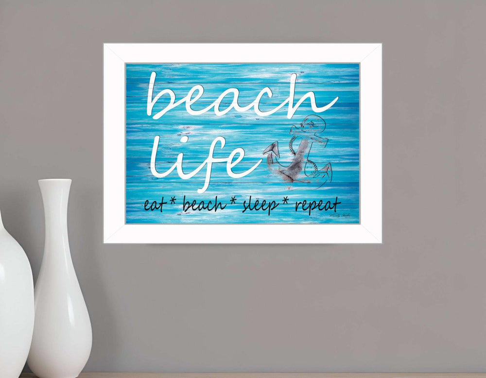 Beach Life 2 White Picture Frame Print Wall Art - Homeroots - Flyclothing LLC