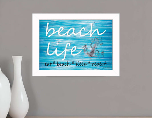 Beach Life 2 White Picture Frame Print Wall Art - Homeroots - Flyclothing LLC
