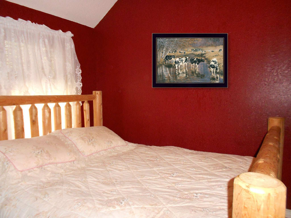 Fall Reflections Holsteins in River Black Framed Print Wall Art - Homeroots - Flyclothing LLC