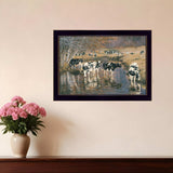 Fall Reflections Holsteins in River Black Framed Print Wall Art - Homeroots - Flyclothing LLC