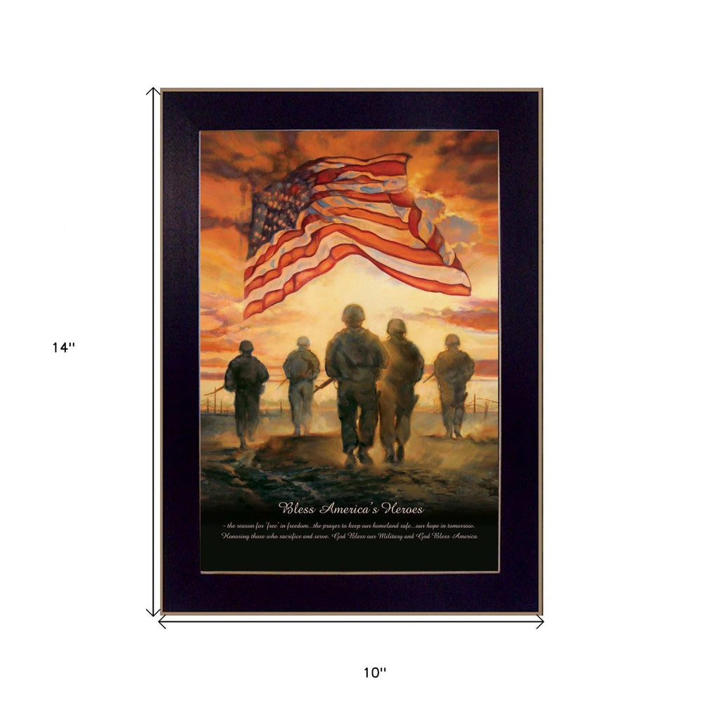 Bless Americas Heroes Black Framed Print Wall Art - Homeroots - Flyclothing LLC