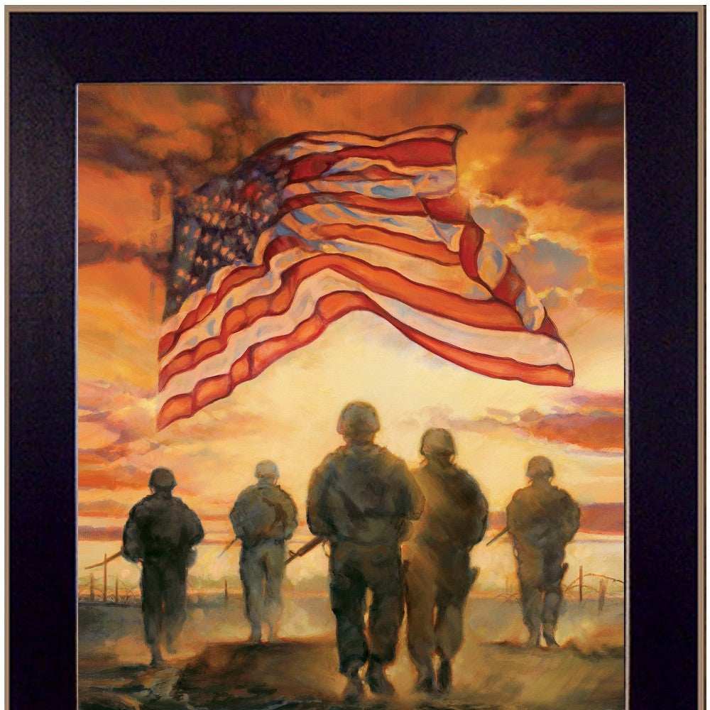 Bless Americas Heroes Black Framed Print Wall Art - Homeroots - Flyclothing LLC