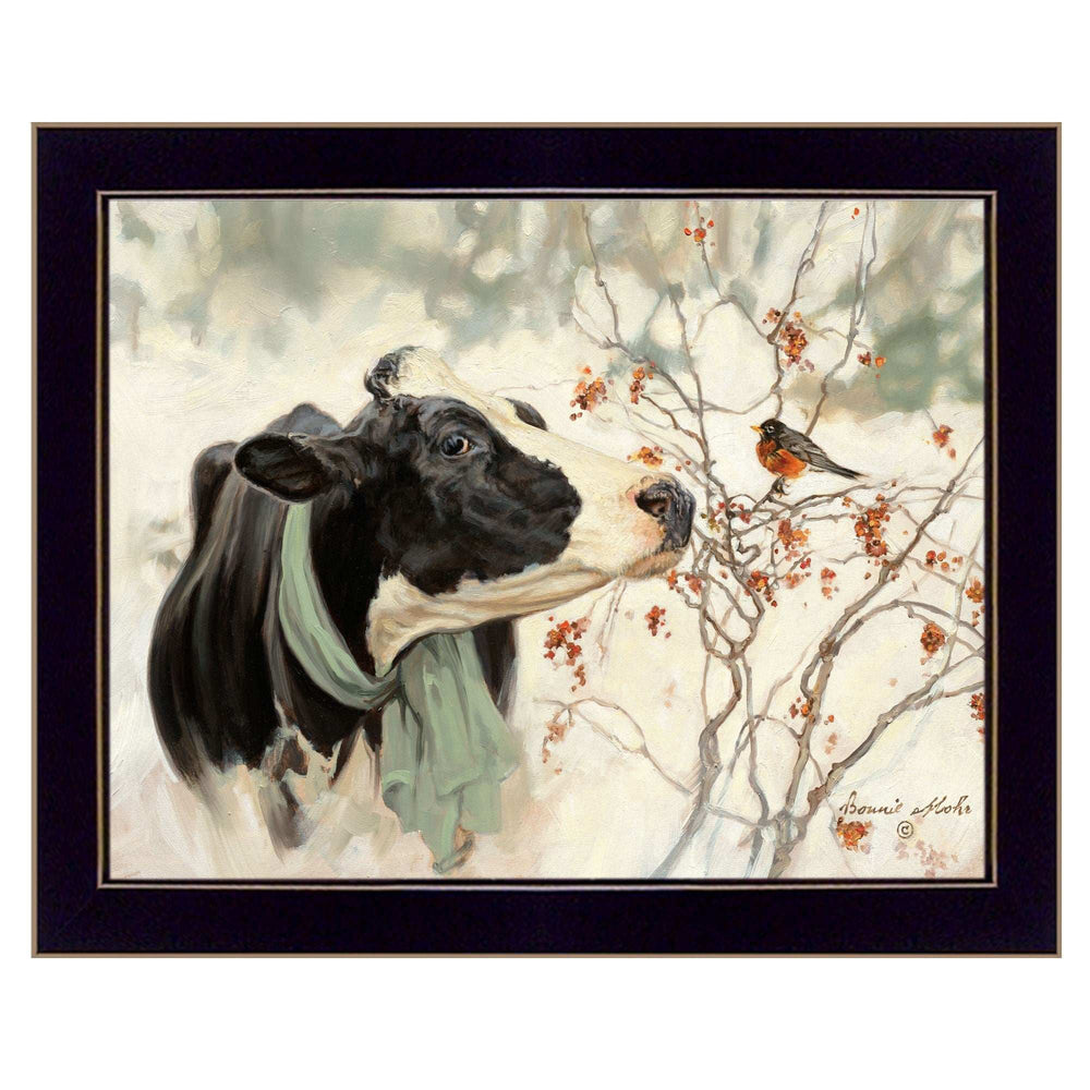 The Winter Robin 1 Black Framed Print Wall Art - Homeroots - Flyclothing LLC