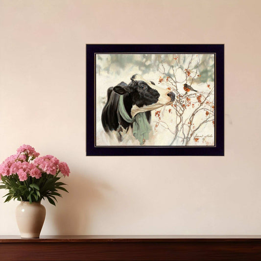 The Winter Robin 1 Black Framed Print Wall Art - Homeroots - Flyclothing LLC