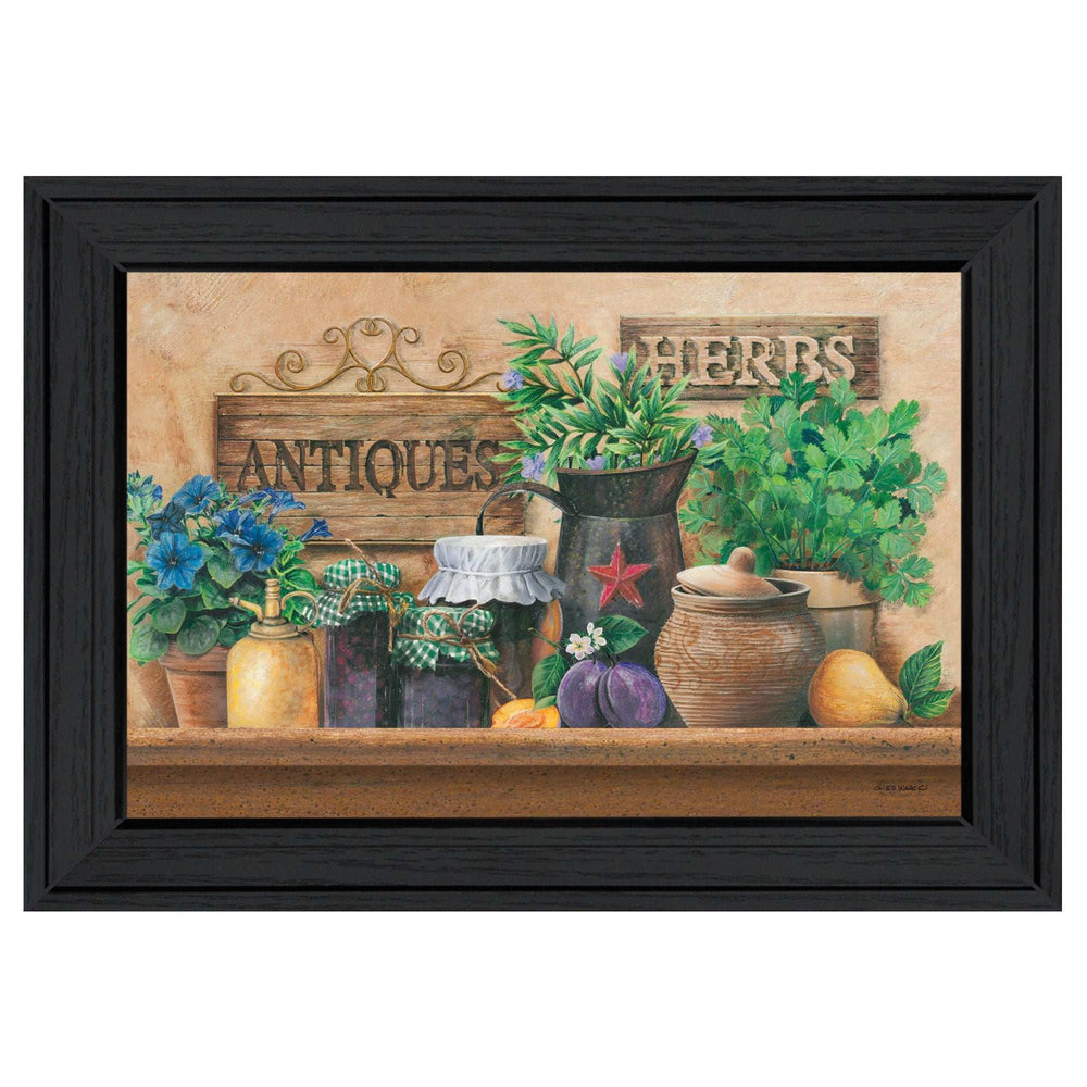 Antiques and Herbs Black Framed Print Kitchen Wall Art - Homeroots - Flyclothing LLC