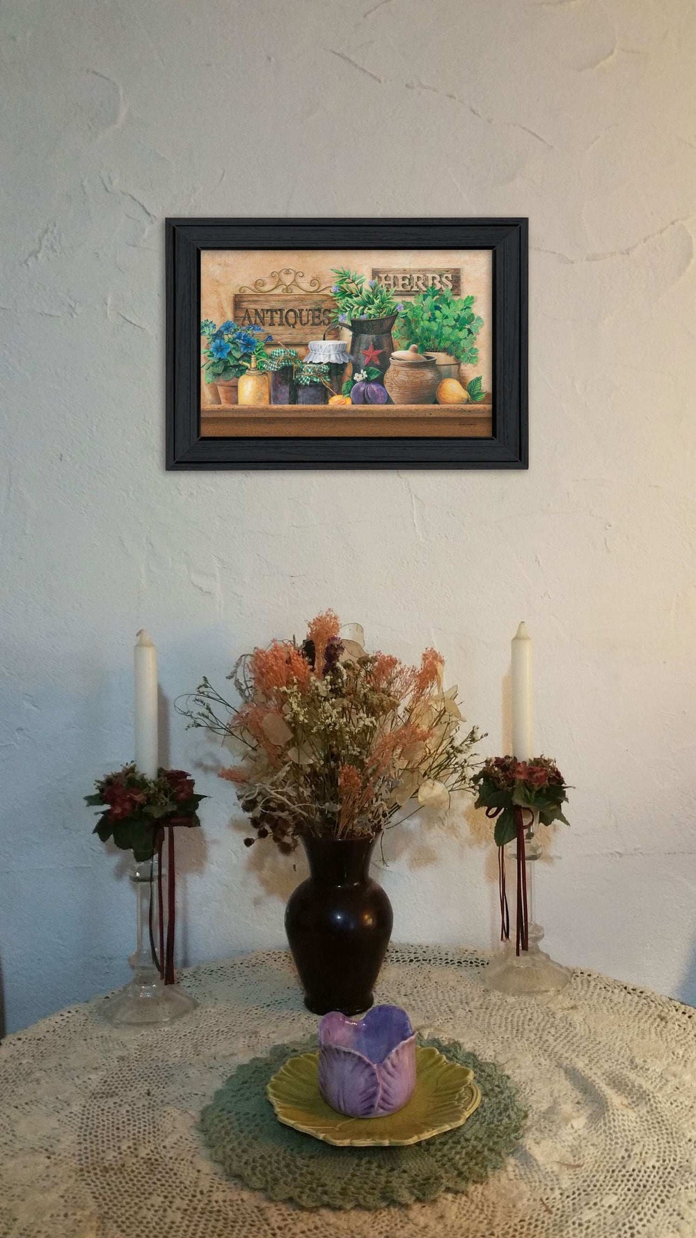 Antiques and Herbs Black Framed Print Kitchen Wall Art - Homeroots - Flyclothing LLC