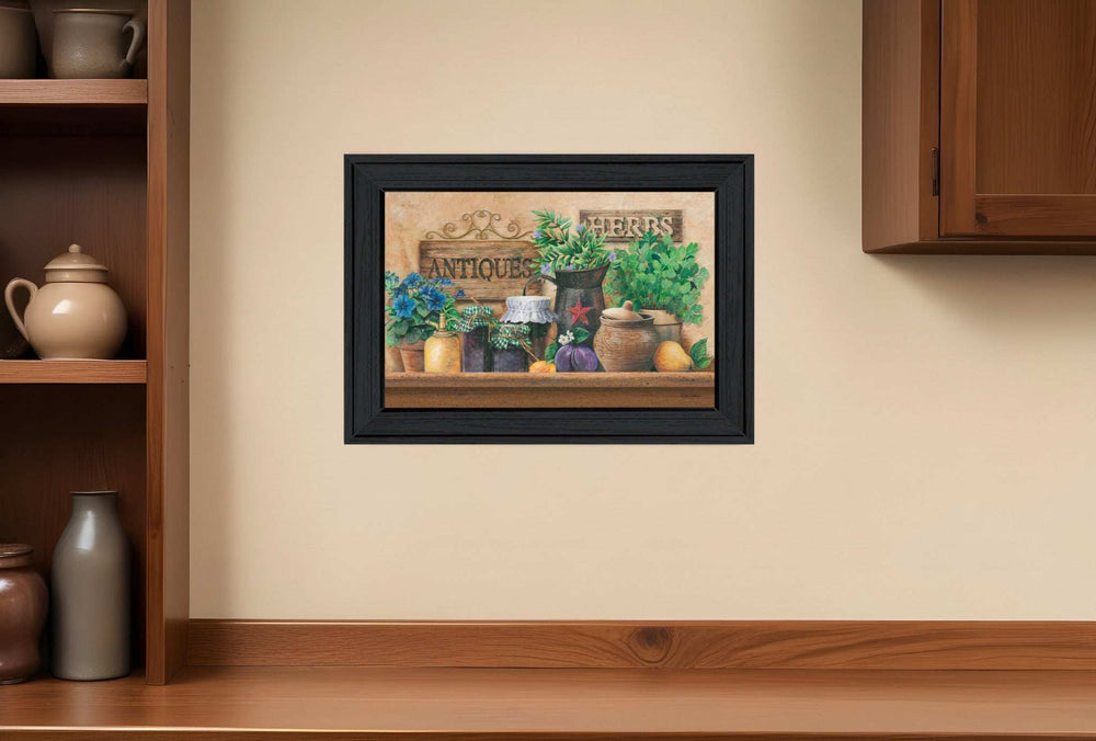 Antiques and Herbs Black Framed Print Kitchen Wall Art - Homeroots - Flyclothing LLC