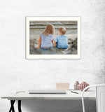Boy and Girl Sitting White Framed Print Wall Art - Homeroots - Flyclothing LLC