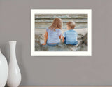 Boy and Girl Sitting White Framed Print Wall Art - Homeroots - Flyclothing LLC