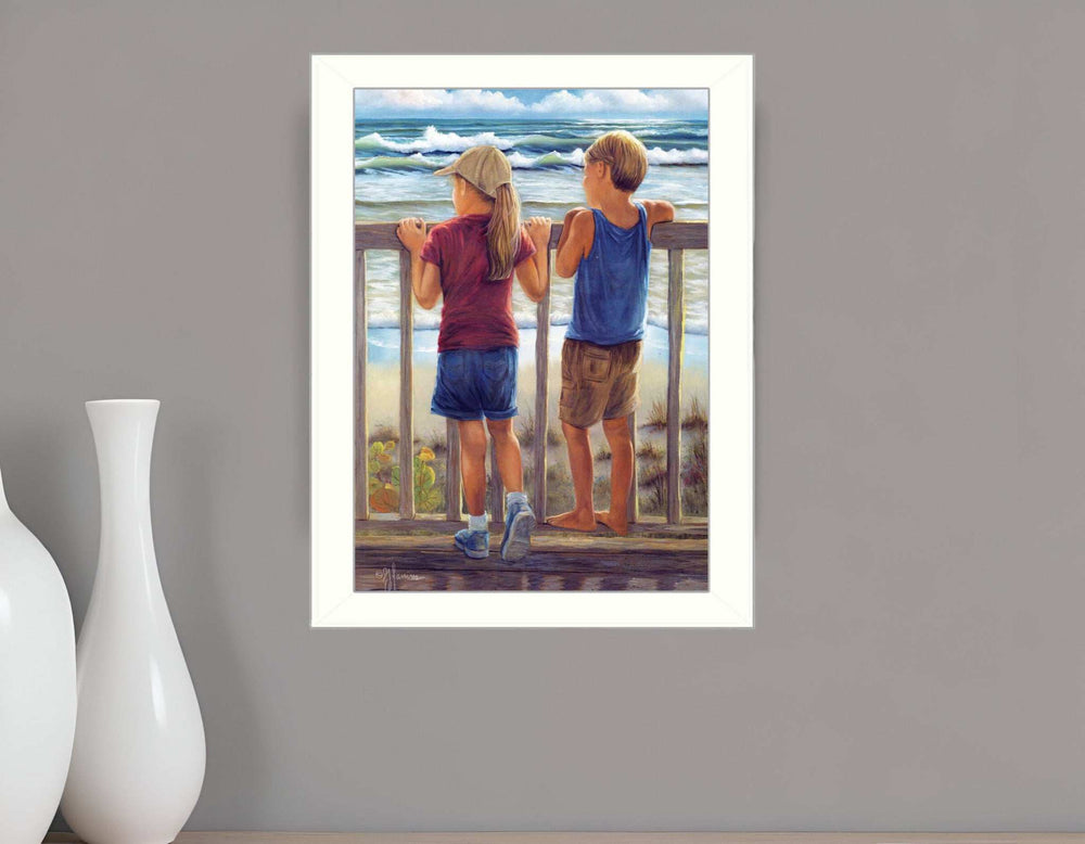 Looking Over the Rail White Framed Print Wall Art - Homeroots - Flyclothing LLC
