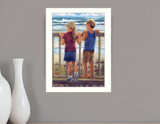 Looking Over the Rail White Framed Print Wall Art - Homeroots - Flyclothing LLC