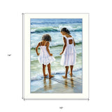 Two Girls at the Beach 1 White Framed Print Wall Art - Homeroots - Flyclothing LLC