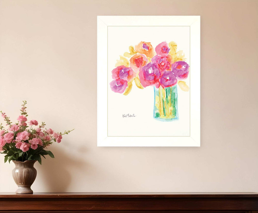 Speak in Flowers White Framed Print Wall Art - Homeroots - Flyclothing LLC