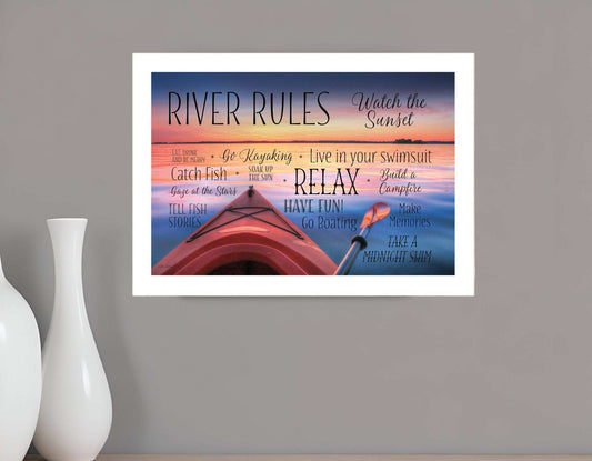 River Rules 2 White Framed Print Wall Art - Homeroots - Flyclothing LLC