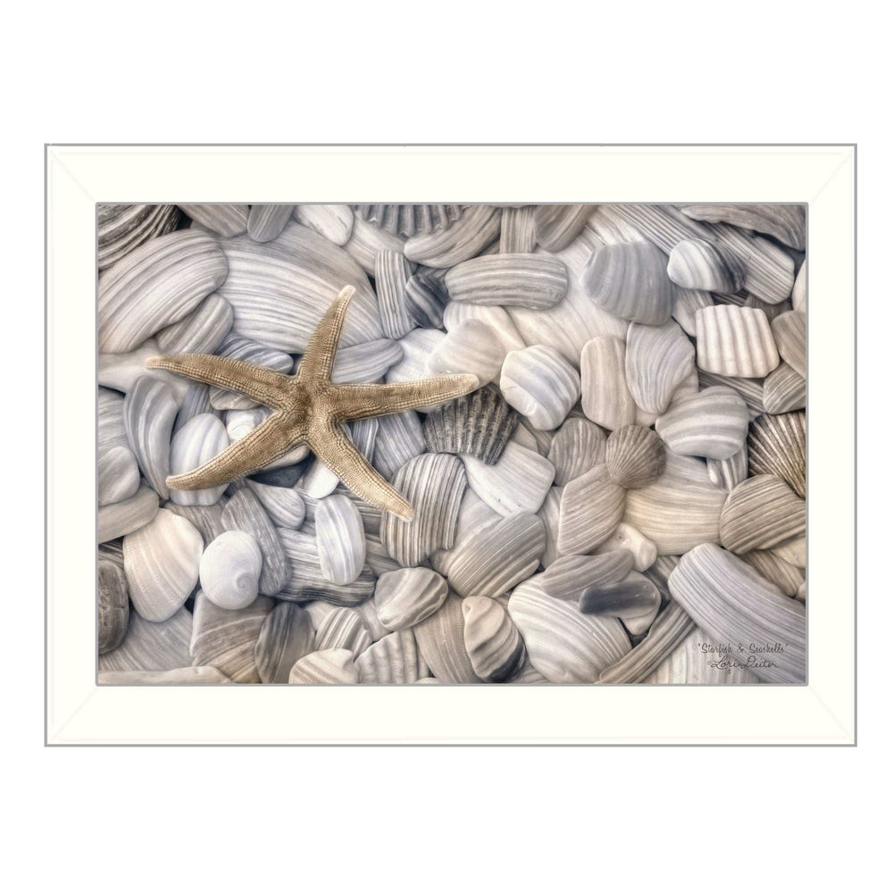 Starfish and Seashell 2 White Framed Print Wall Art - Homeroots - Flyclothing LLC