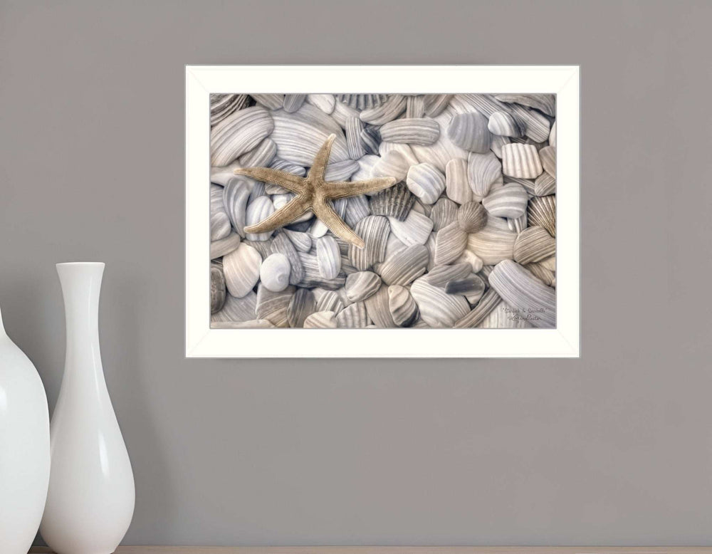 Starfish and Seashell 2 White Framed Print Wall Art - Homeroots - Flyclothing LLC