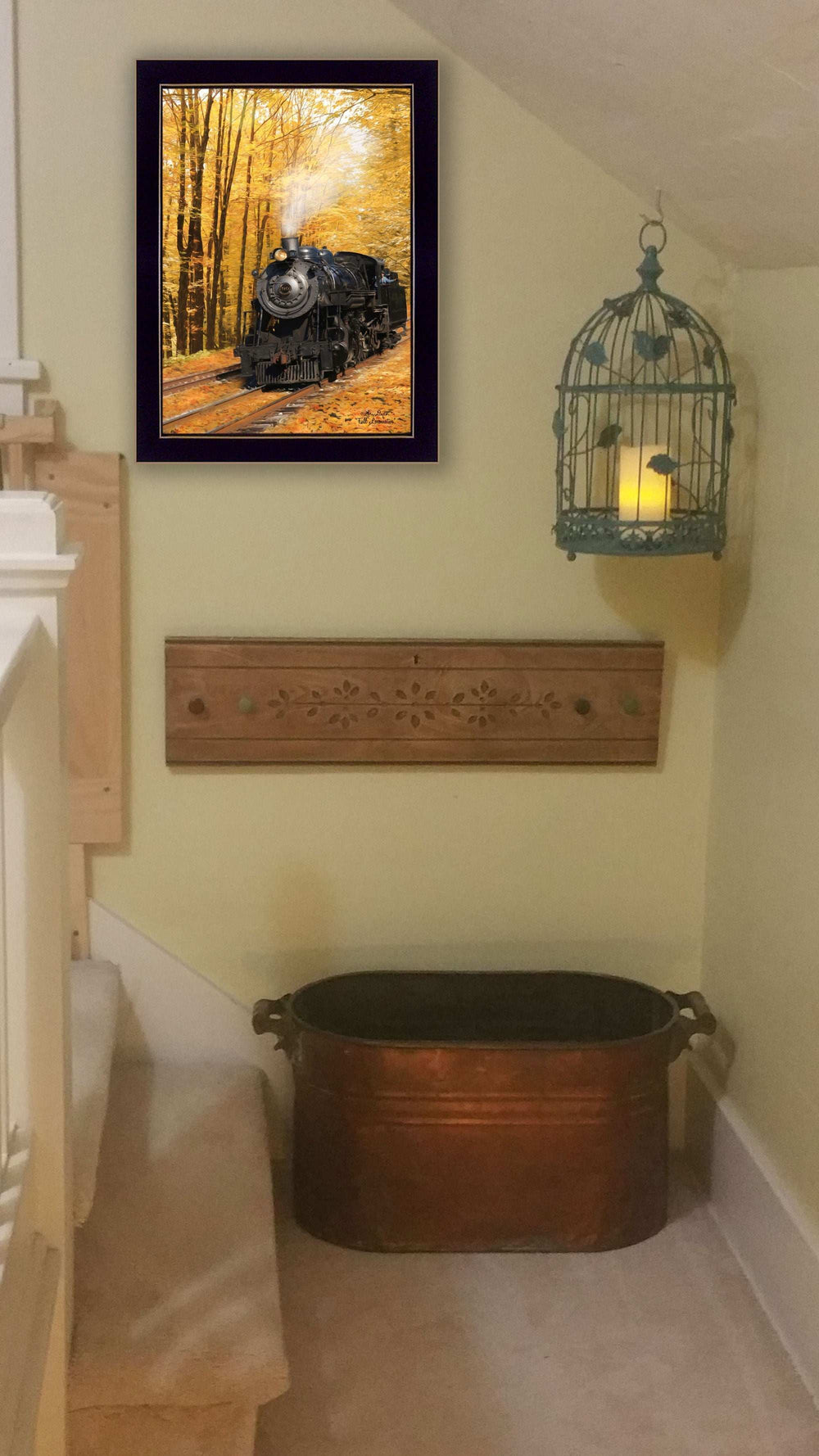 Fall Locomotive Black Framed Print Wall Art - Homeroots - Flyclothing LLC