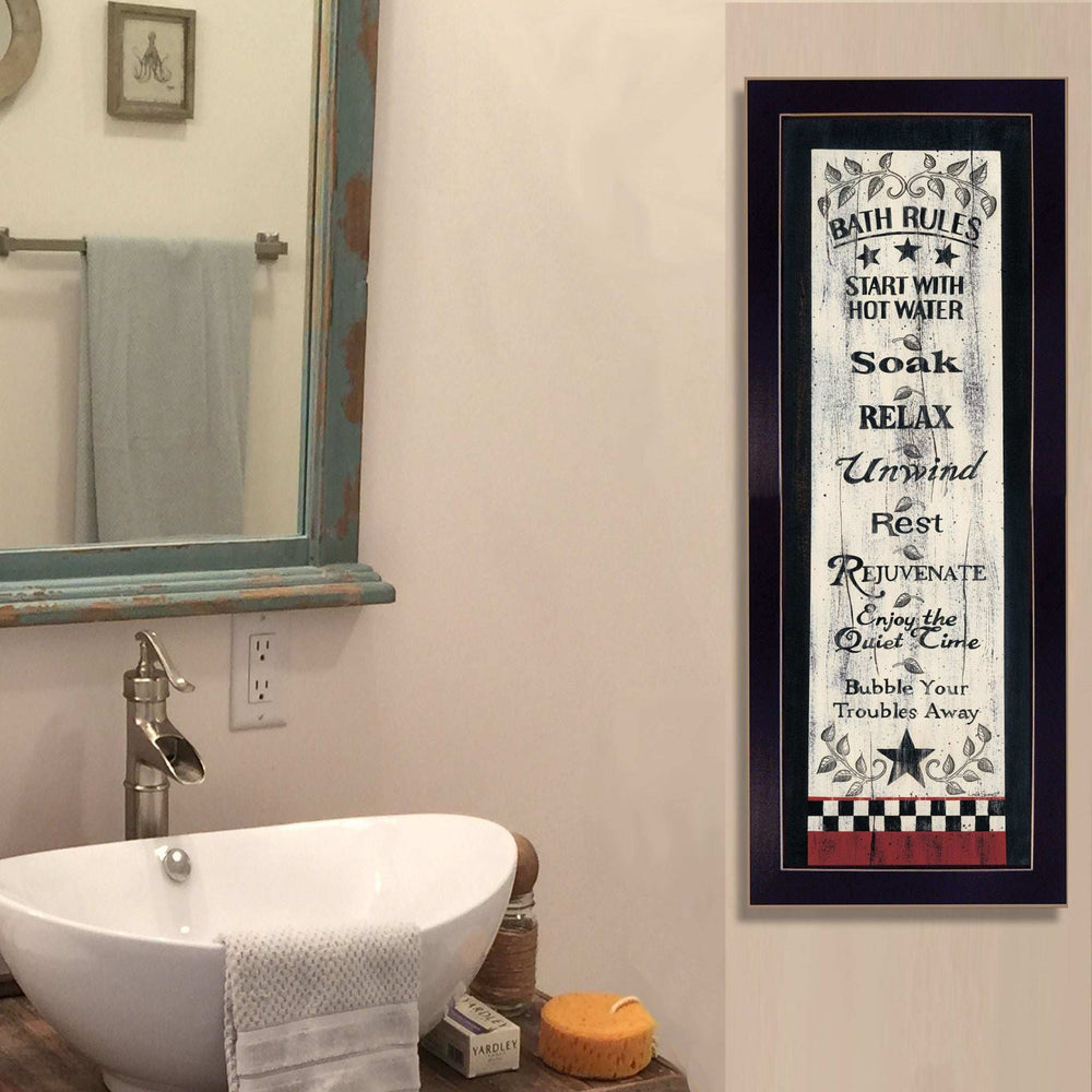 Bath Rules 6 Black Framed Print Bathroom Wall Art - Homeroots - Flyclothing LLC