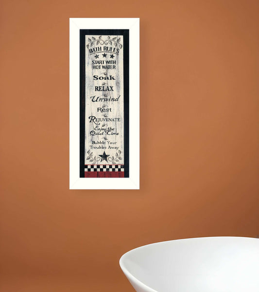 Bath Rules 7 White Framed Print Bathroom Wall Art - Homeroots - Flyclothing LLC