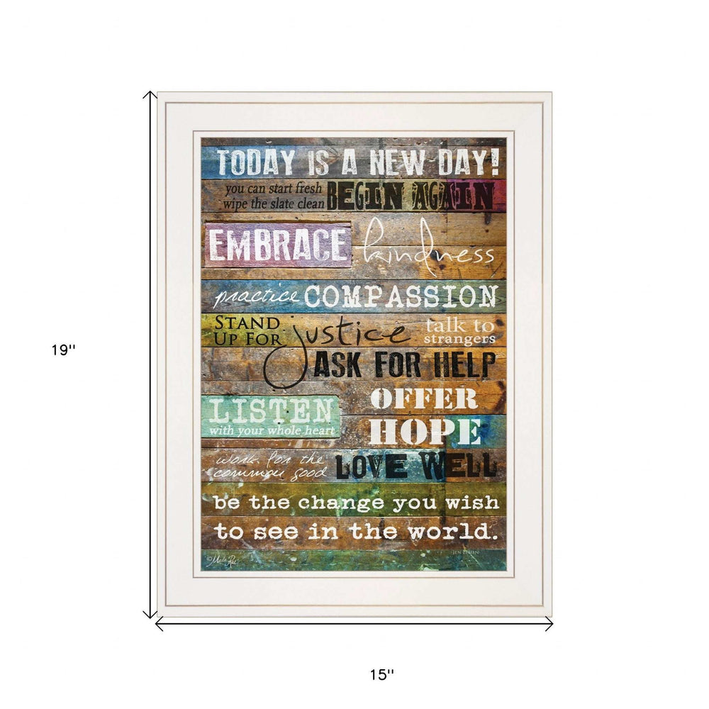 Today Is 1 White Framed Print Wall Art - Homeroots - Flyclothing LLC