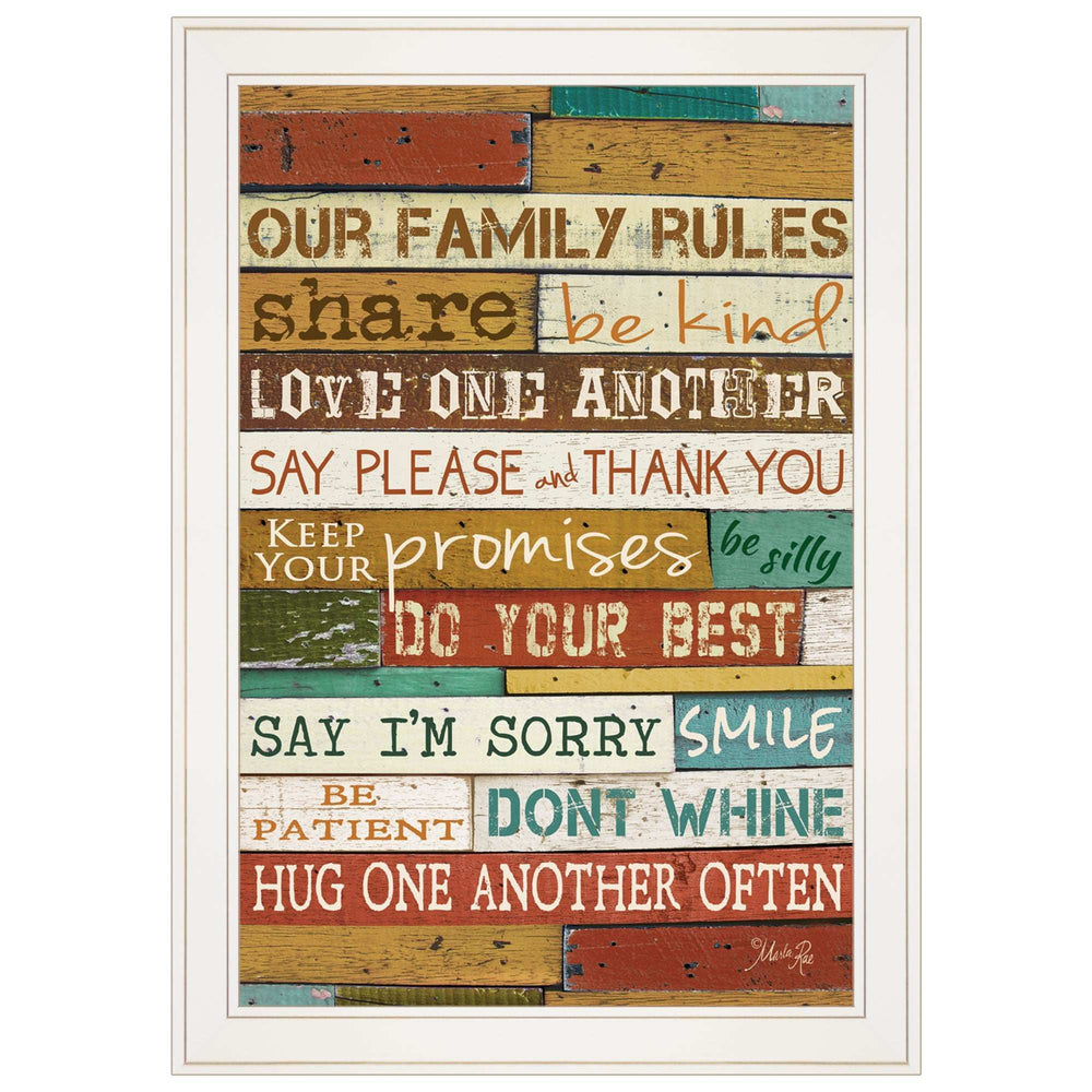 Our Family Rules 6 White Framed Print Wall Art - Homeroots - Flyclothing LLC