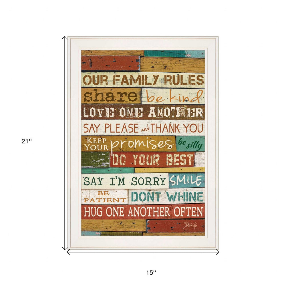 Our Family Rules 6 White Framed Print Wall Art - Homeroots - Flyclothing LLC